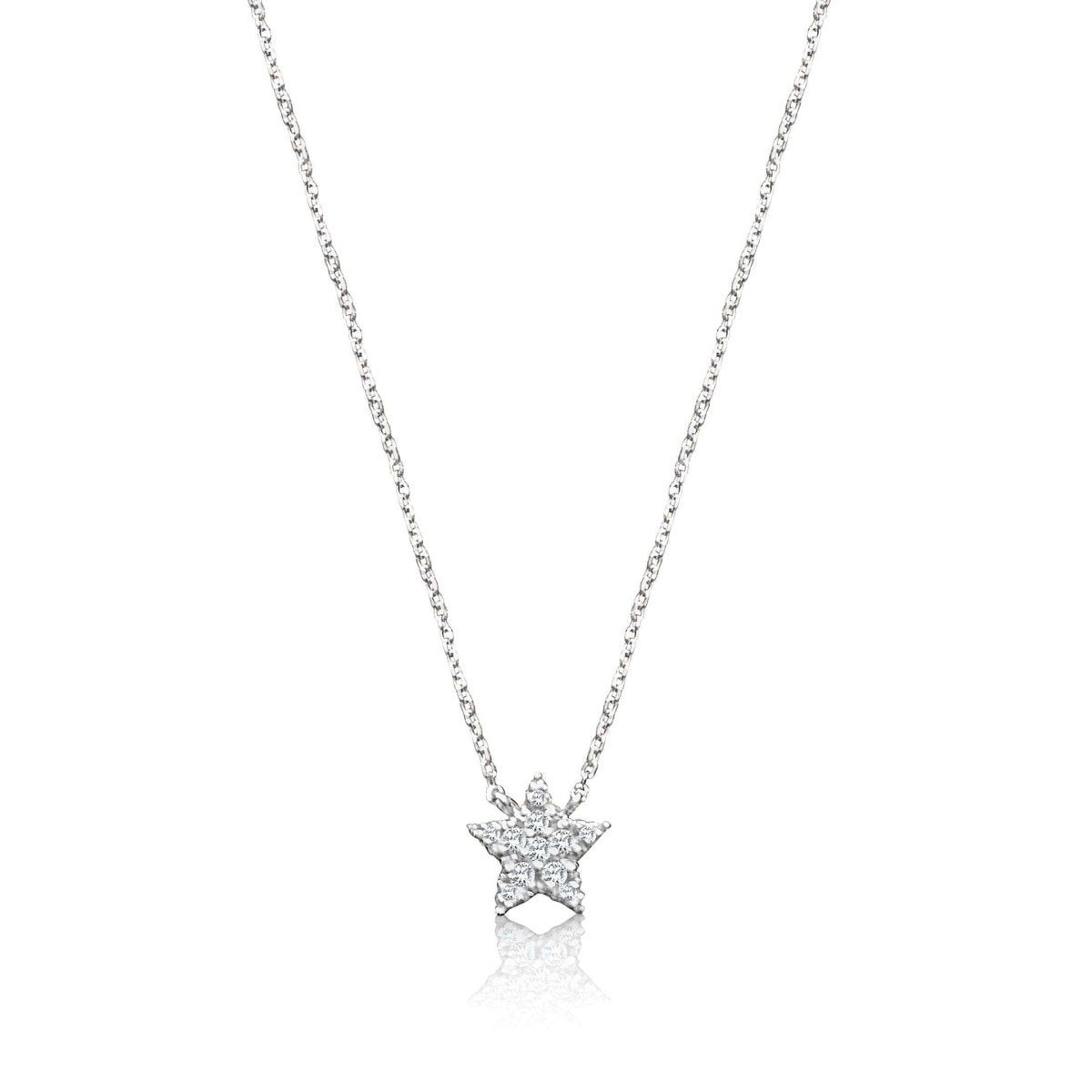 Diamond Sparkling Star Necklace in Solid Gold