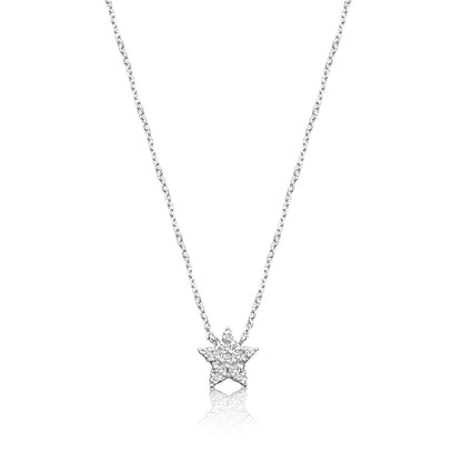 Diamond Sparkling Star Necklace in Solid Gold
