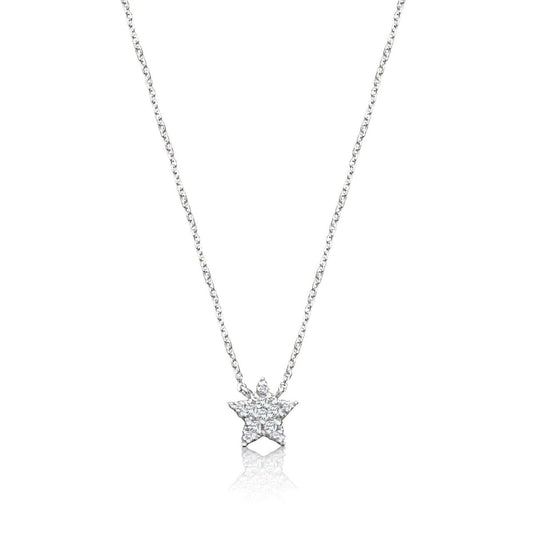 Diamond Sparkling Star Necklace in Solid Gold