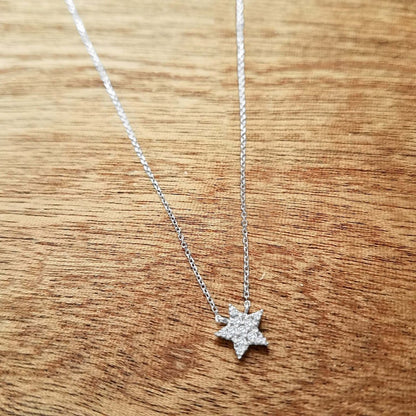 Diamond Sparkling Star Necklace in Solid Gold