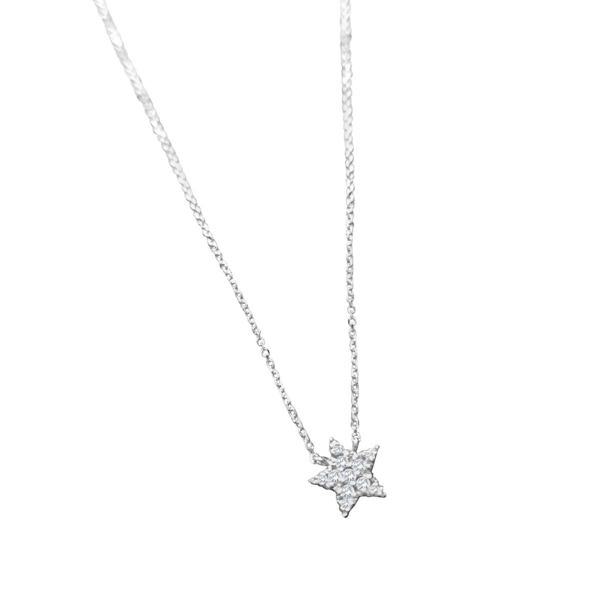 Diamond Sparkling Star Necklace in Solid Gold