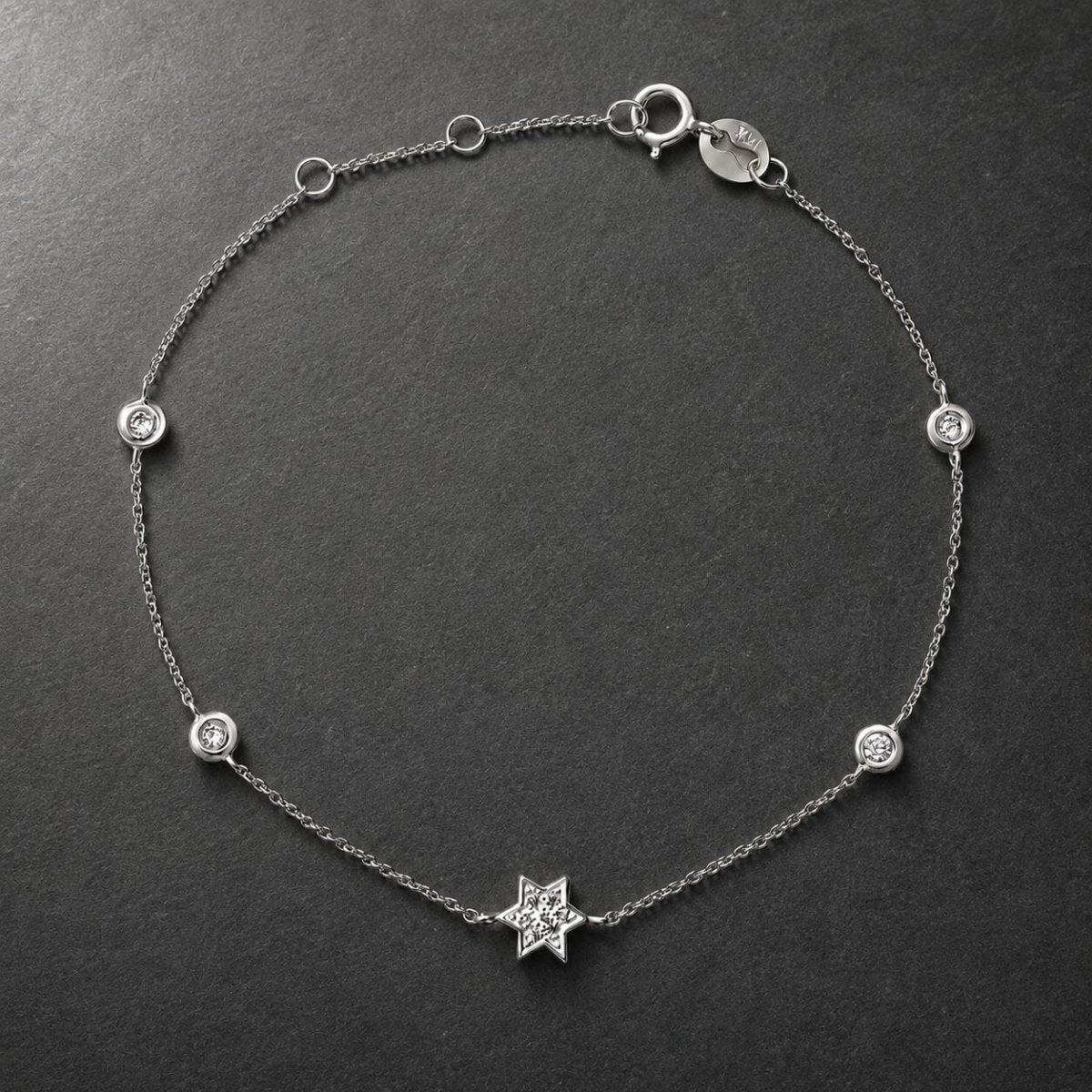 Diamond Star of David Bracelet in 14k Gold