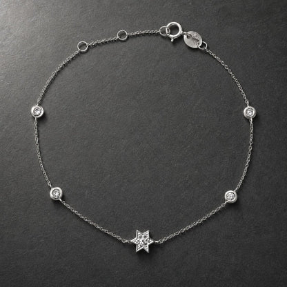 Diamond Star of David Bracelet in 14k Gold