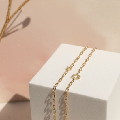 Diamond Star of David Bracelets in 14k Gold