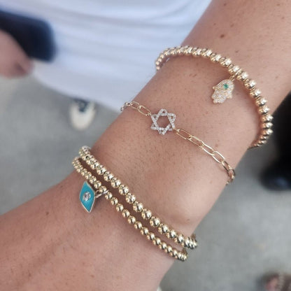 Diamond Star of David Bracelets in 14k Gold