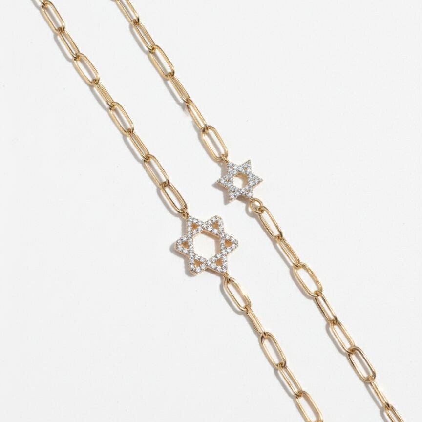 Diamond Star of David Bracelets in 14k Gold