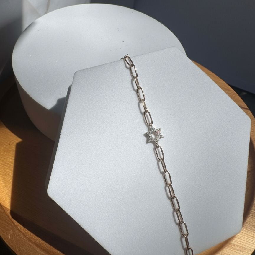 Diamond Star of David Bracelets in 14k Gold