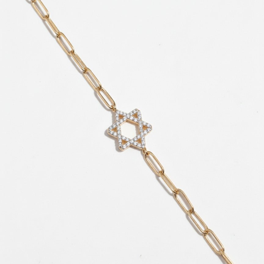 Diamond Star of David Bracelets in 14k Gold