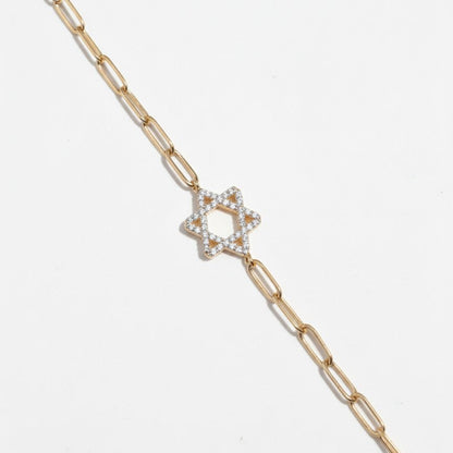 Diamond Star of David Bracelets in 14k Gold