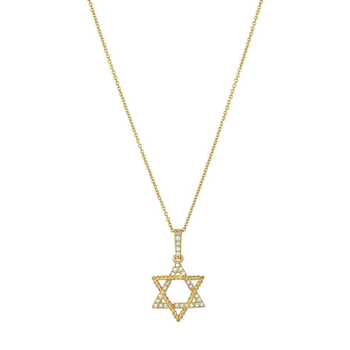 Diamond Star of David Necklace | 14k Gold | Alef Bet