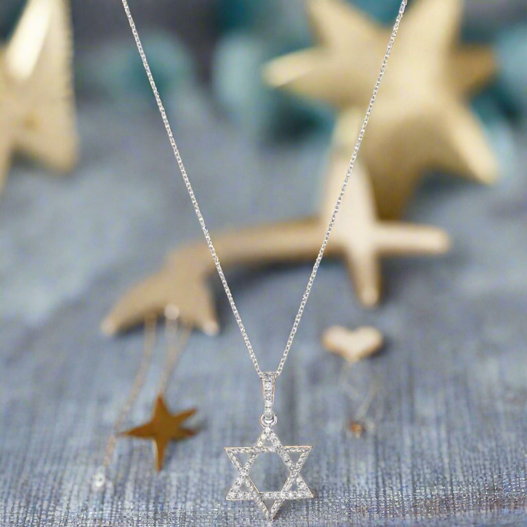 Diamond Star of David Necklace | 14k Gold | Alef Bet