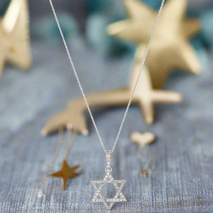 Diamond Star of David Necklace | 14k Gold | Alef Bet