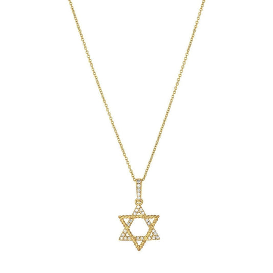 Diamond Star of David Necklace | 14k Gold | Alef Bet