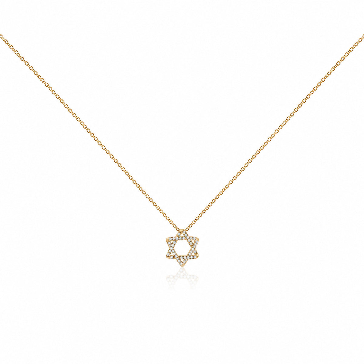 Jewish Star of David Diamond Necklace in Solid 14k Yellow Gold, the heirloom piece that simply glows