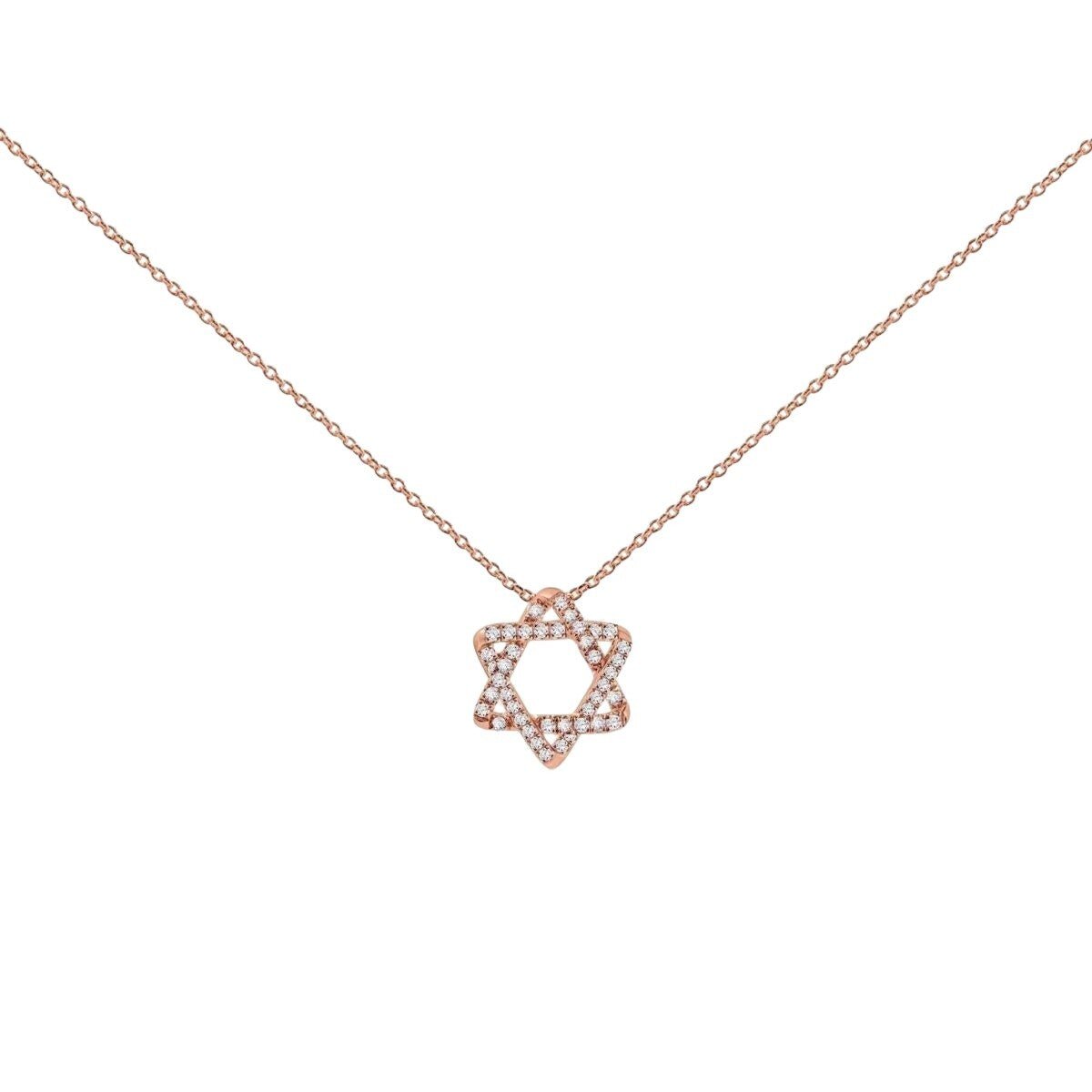Diamond Star of David Necklace in 14k Gold