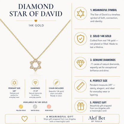 Diamond Star of David Necklace in 14k Gold