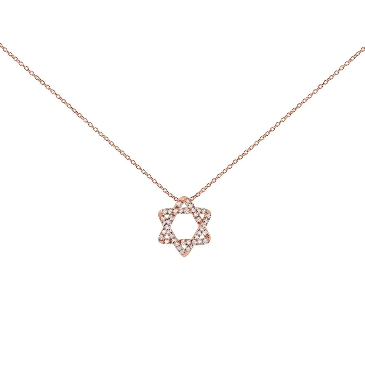 Diamond Star of David Necklace in 14k Gold