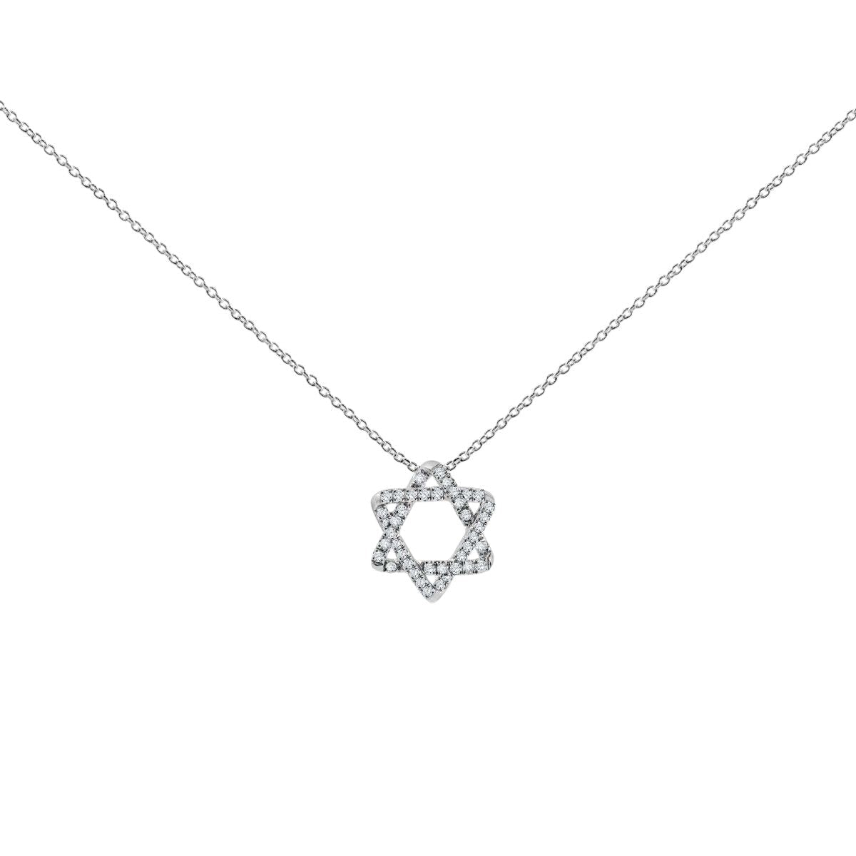 Diamond Star of David Necklace in 14k Gold