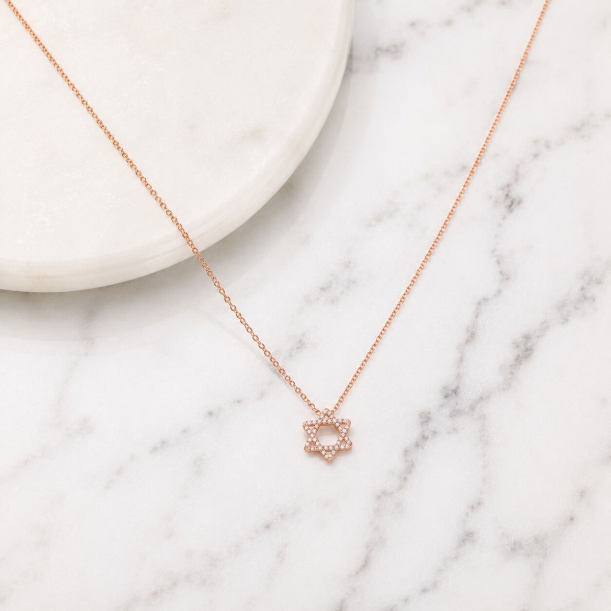 Diamond Star of David Necklace in 14k Gold