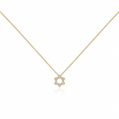 Diamond Star of David Necklace in 14k Gold