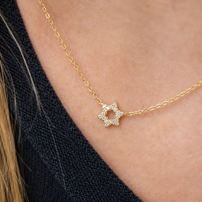 Jewish Star of David Diamond Pendant in 14k White Gold, sparkling faith you will wear every day