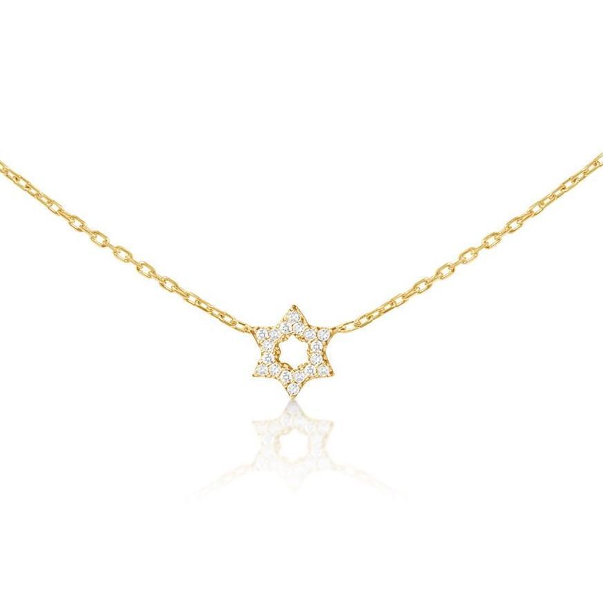 Diamond Star of David Pendant in 14k Gold | Elegant Necklace