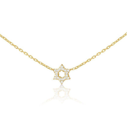 Diamond Star of David Pendant in 14k Gold | Elegant Necklace