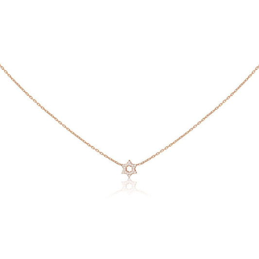 Star of David pendant in 14k rose gold with pave-set diamonds by Alef Bet