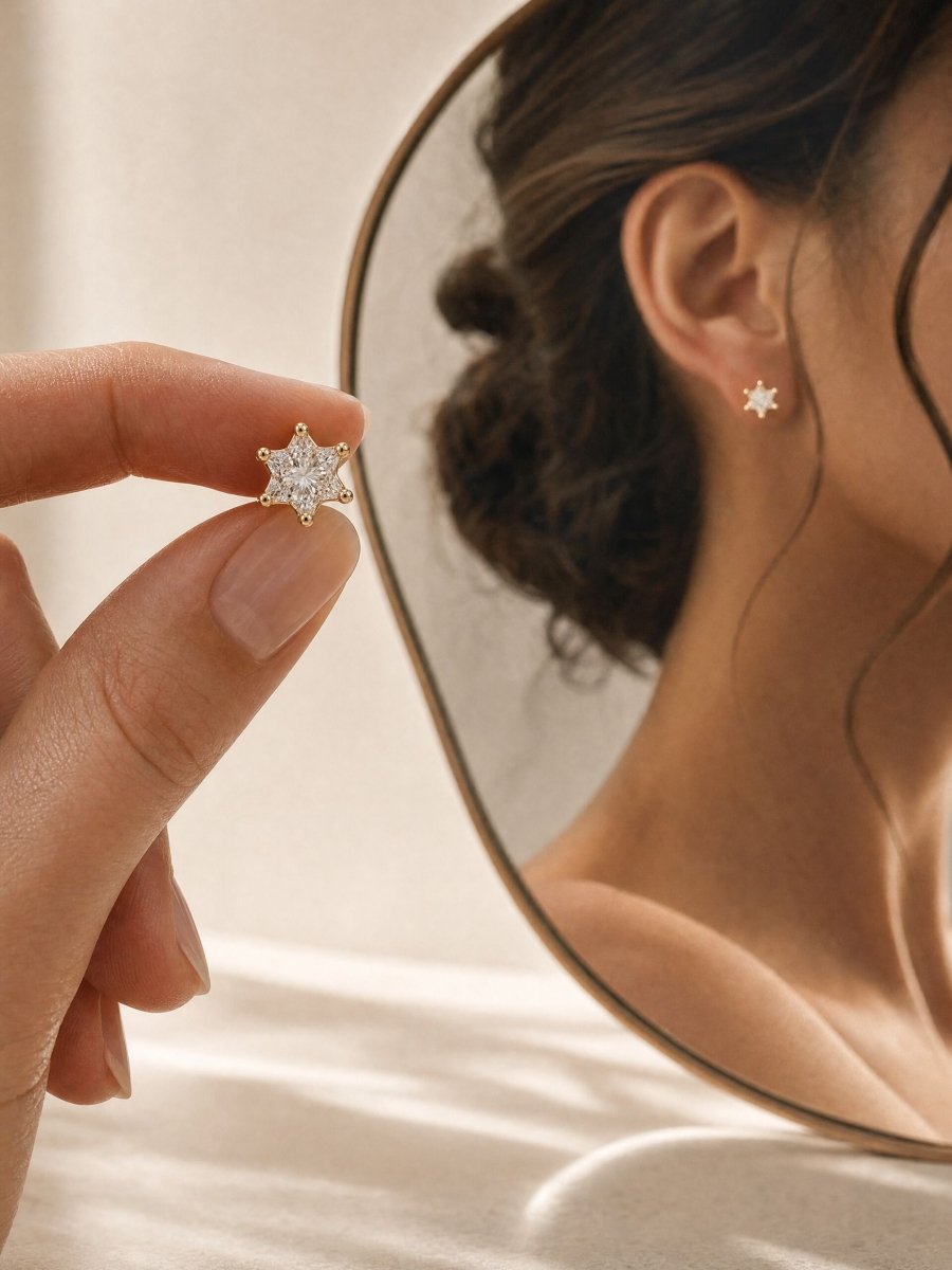 Diamond Star of David Stud Earrings, 14k Gold, 1.45 ctw