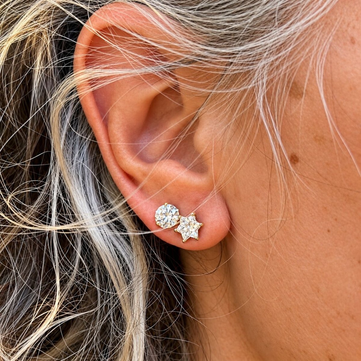 Diamond Star of David Stud Earrings, 14k Gold, 1.45 ctw