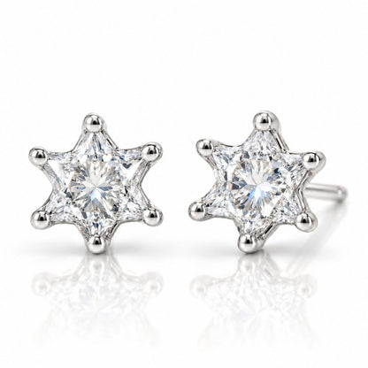 Diamond Star of David Stud Earrings, 14k Gold, 1.45 ctw