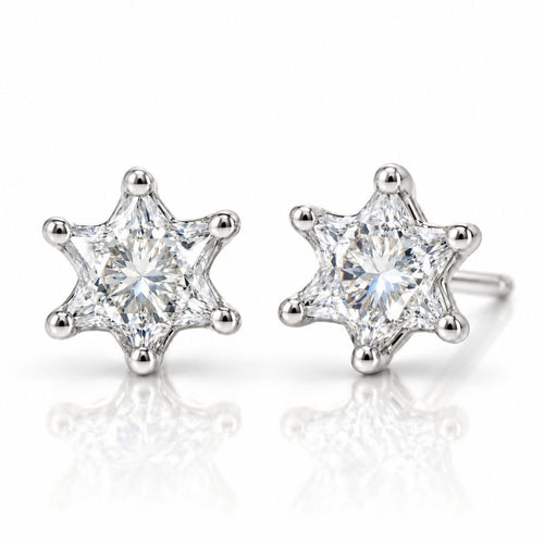 Diamond Star of David Stud Earrings, 14k Gold, 1.45 ctw