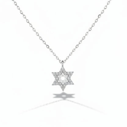 Dainty Pave Star of David Necklace in CZ Gold and Silver