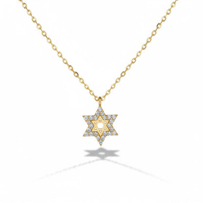 Dainty Pave Star of David Necklace in CZ Gold and Silver