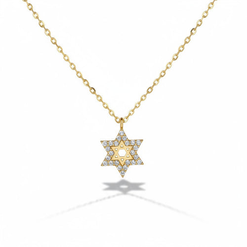 Dainty Pave Star of David Necklace in CZ Gold and Silver