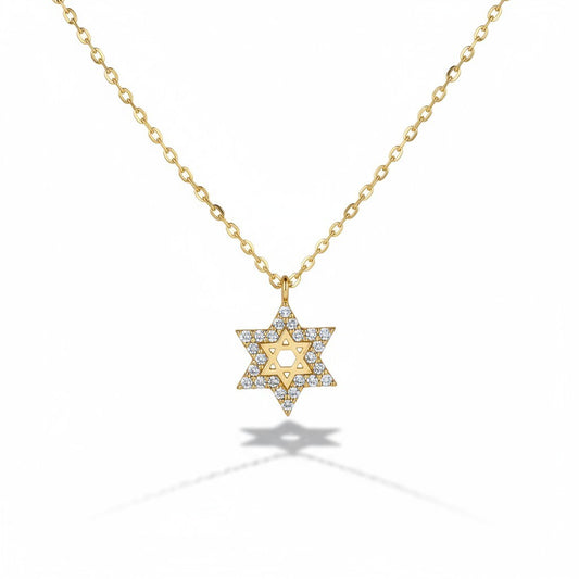 Dainty Pave Star of David Necklace in CZ Gold and Silver