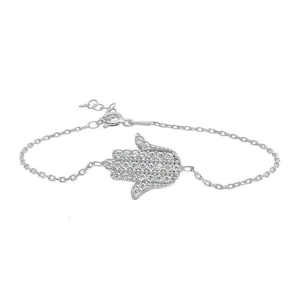 Elegant Hamsa Hand Bracelet with Sparkling Gemstones
