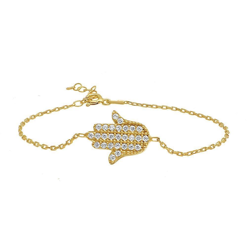 Elegant Hamsa Hand Bracelet with Sparkling Gemstones