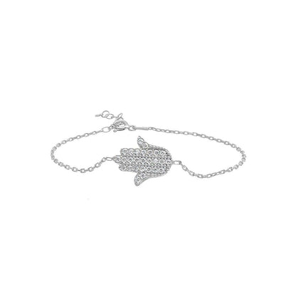 Elegant Hamsa Hand Bracelet with Sparkling Gemstones