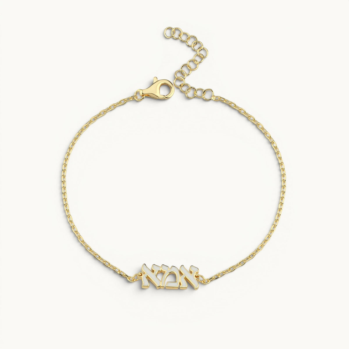 Ema mom Hebrew enamel charm bracelet in gold plated with multicolor charm details by Alef Bet