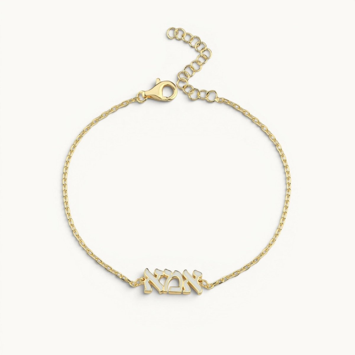 Ema Bracelet with Hebrew Mom Enamel Charm in Gold for Jewish Mothers Day