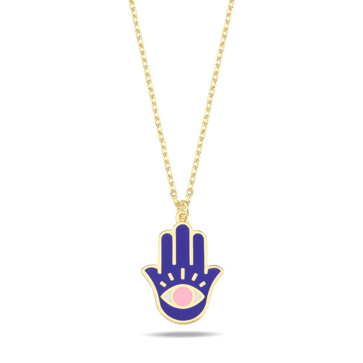 Enamel Hamsa Evil Eye Necklace: Bold Protection & Striking Style