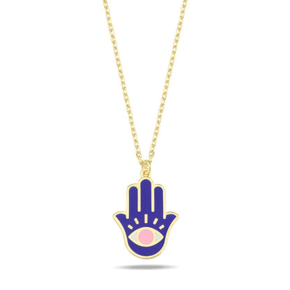 Enamel Hamsa Evil Eye Necklace: Bold Protection & Striking Style