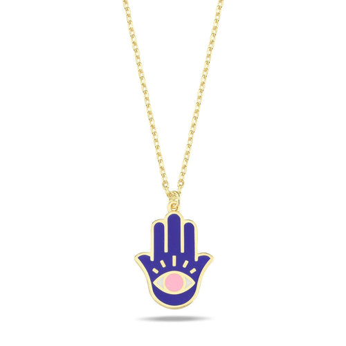 Enamel Hamsa Evil Eye Necklace: Bold Protection & Striking Style