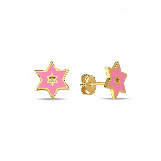 Enamel Star of David Stud Earrings | 4 Colors | Alef Bet