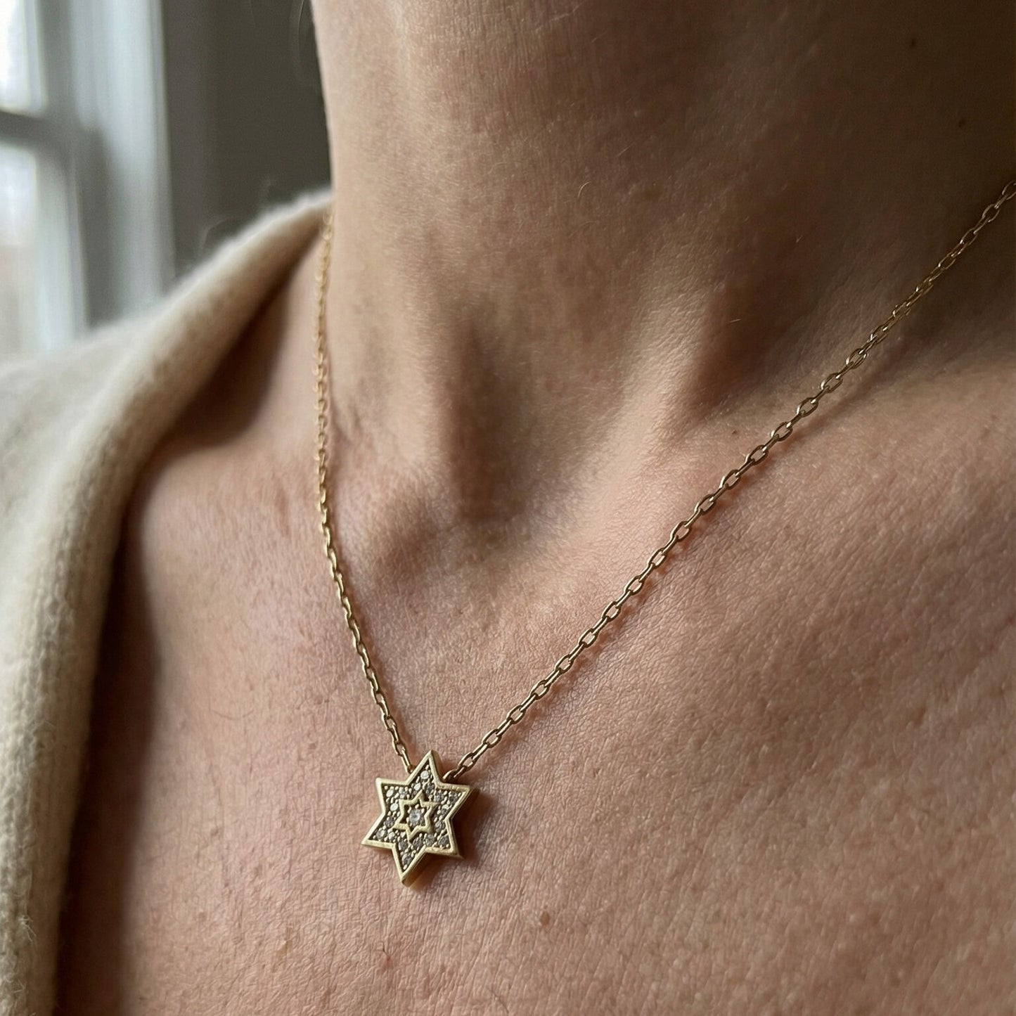 Everyday Jewish star pendant necklace in two-tone gold and silver by Alef Bet