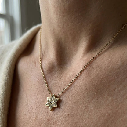 Everyday Jewish star pendant necklace in two-tone gold and silver by Alef Bet