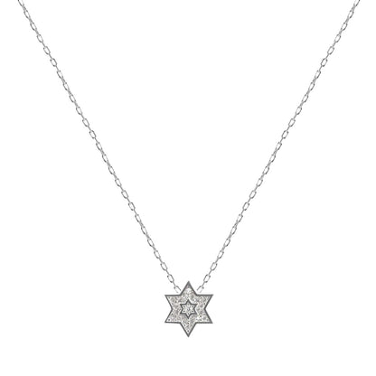 Star of David necklace in gold and silver with cubic zirconia accents by Alef Bet