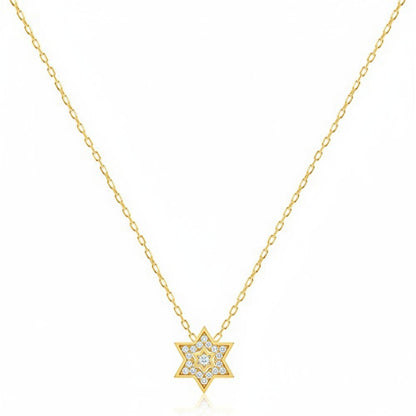 Star of David necklace in mixed metal with pavé cubic zirconia accents by Alef Bet