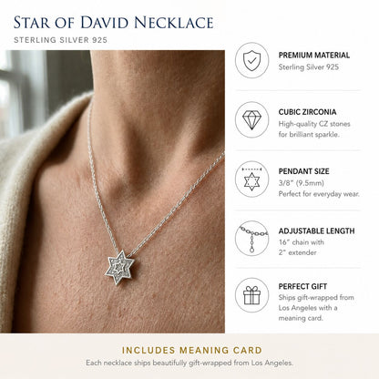 Delicate Star of David necklace featuring high-polish gold and silver finish by Alef Bet